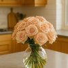 12 peach roses bouquet – same day flower delivery London