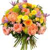 Bright Summer Bouquet London with roses, clematis and seasonal blooms