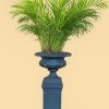 Tall palm plant in decorative Grey urn on pedestal, styled by Bernard Rochet Chelsea London