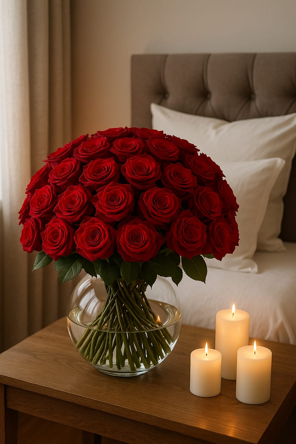 Luxury red roses bouquet in vase – same-day delivery Chelsea London