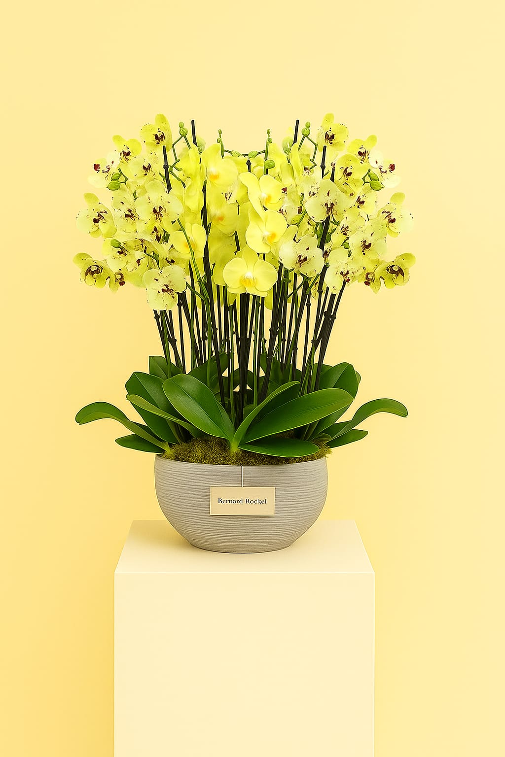 Deluxe Yellow Orchid Arrangement in Ceramic Pot – Bernard Rochet London