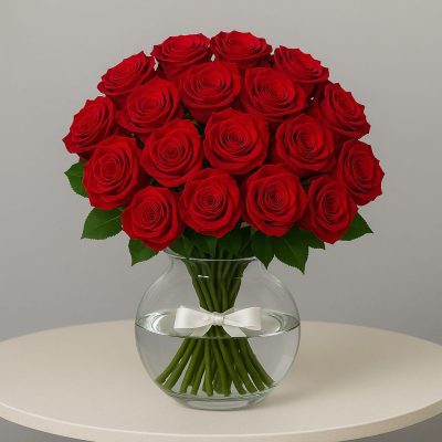 Luxury 36 Red Roses Bouquet in glass vase – Bernard Rochet London