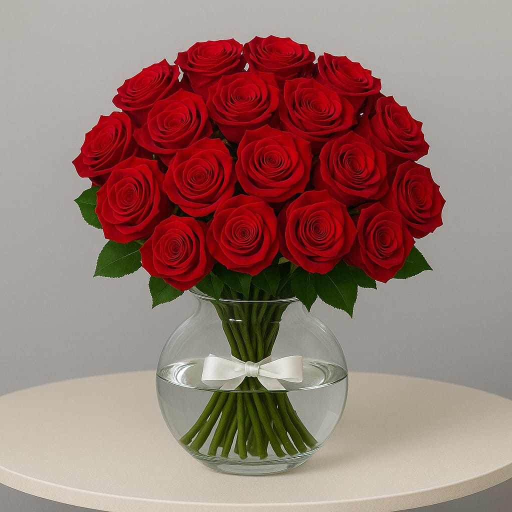 Luxury 36 Red Roses Bouquet in glass vase – Bernard Rochet London