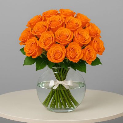 36 Orange Roses Bouquet London in glass vase – Bernard Rochet