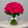 36 Hot Pink Roses Bouquet London in glass vase – Bernard Rochet