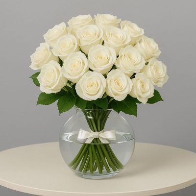 Luxury 36 White Roses Bouquet in glass vase – Bernard Rochet London