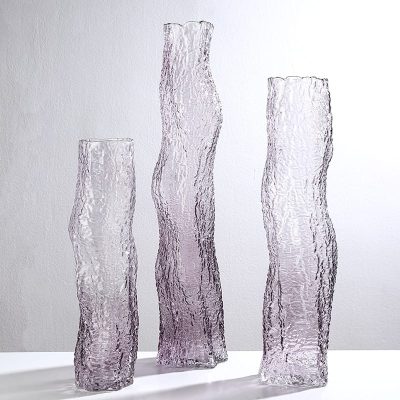 Purple Ripple Sculptural Vase – Handmade Glass Design in 40, 50, 60 cm – Bernard Rochet