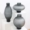 Grey textured glass vases in three designer shapes – Bernard Rochet London