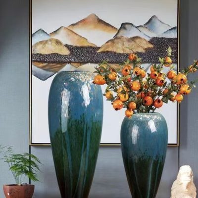 Teal-Toned Glass Vase – Luxury Blue-Green Designer Vase