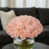 50 pink roses arrangement in glass vase – Bernard Rochet London florist