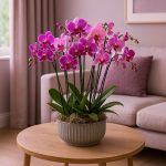 Pink phalaenopsis arrangement London in 30 cm ceramic bowl