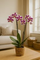 Pink orchid plant in basket – luxury orchid arrangement in London