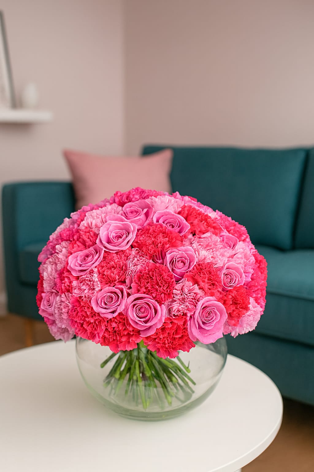 Pink rose and carnation bouquet London