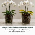 Draining excess water from a Phalaenopsis orchid after watering