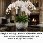 Healthy blooming Phalaenopsis orchid in a modern London home